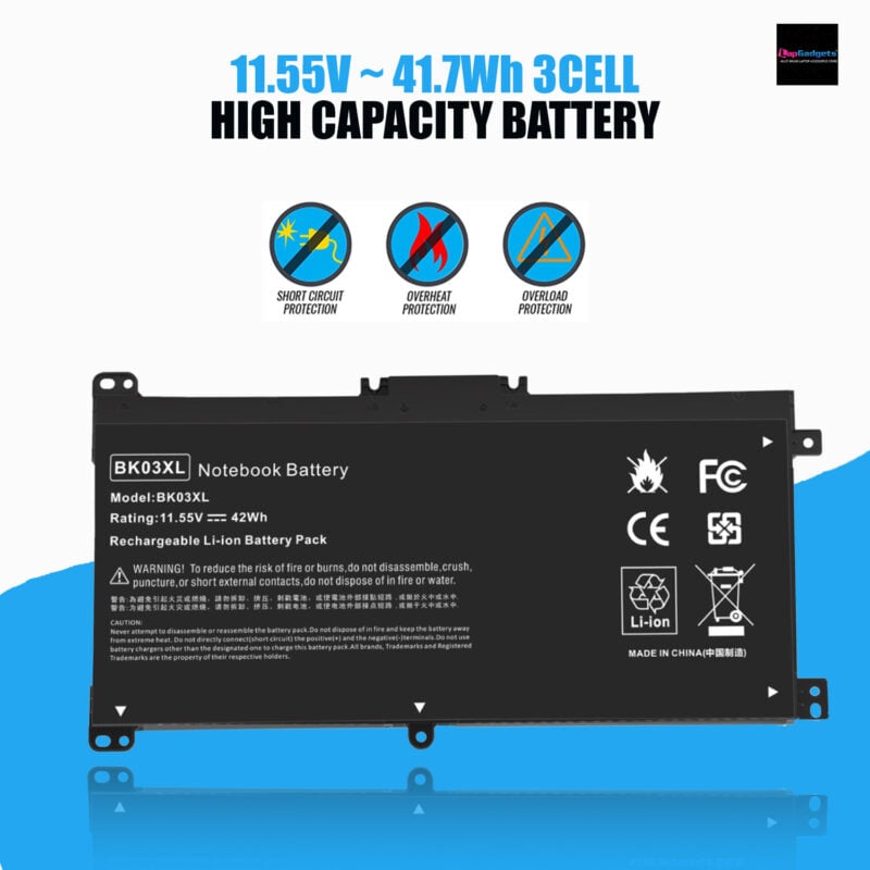 Battery for HP BK03XL (41.7Wh, 3 cells) Pavilion X360 14-BA series, X360 14m-BA