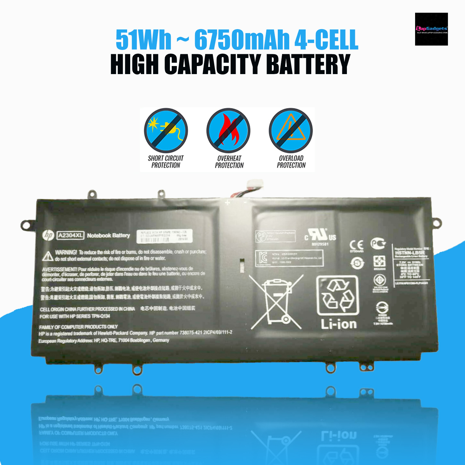 HP RG04XL battery for Spectre 13-3000