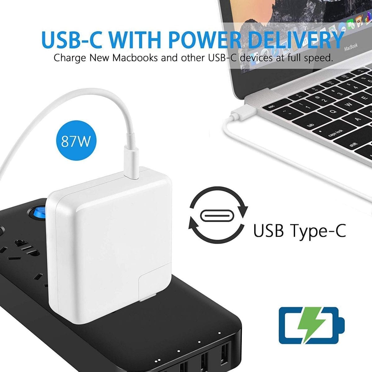 USBC 3.1 Type-C 87w Charger for Macbook Pro Retina 15