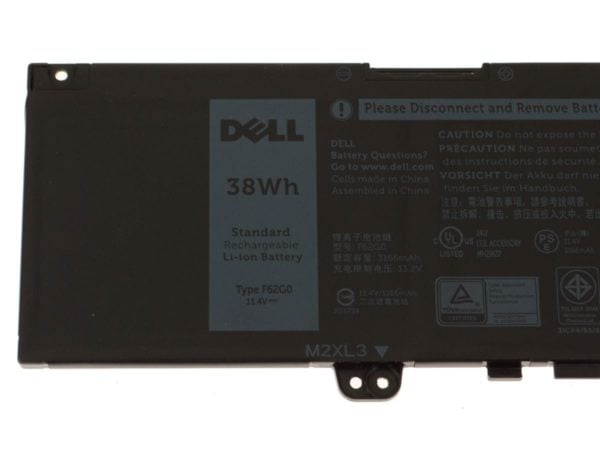 New 11.4V 38Wh/3166mAh 3-Cell F62G0 Laptop Battery Replace for Dell Inspiron 13 5370 7370 7373 7380 7386 Vostro 13-5370-D1505G Series Notebook F62GO RPJC3 39DY5