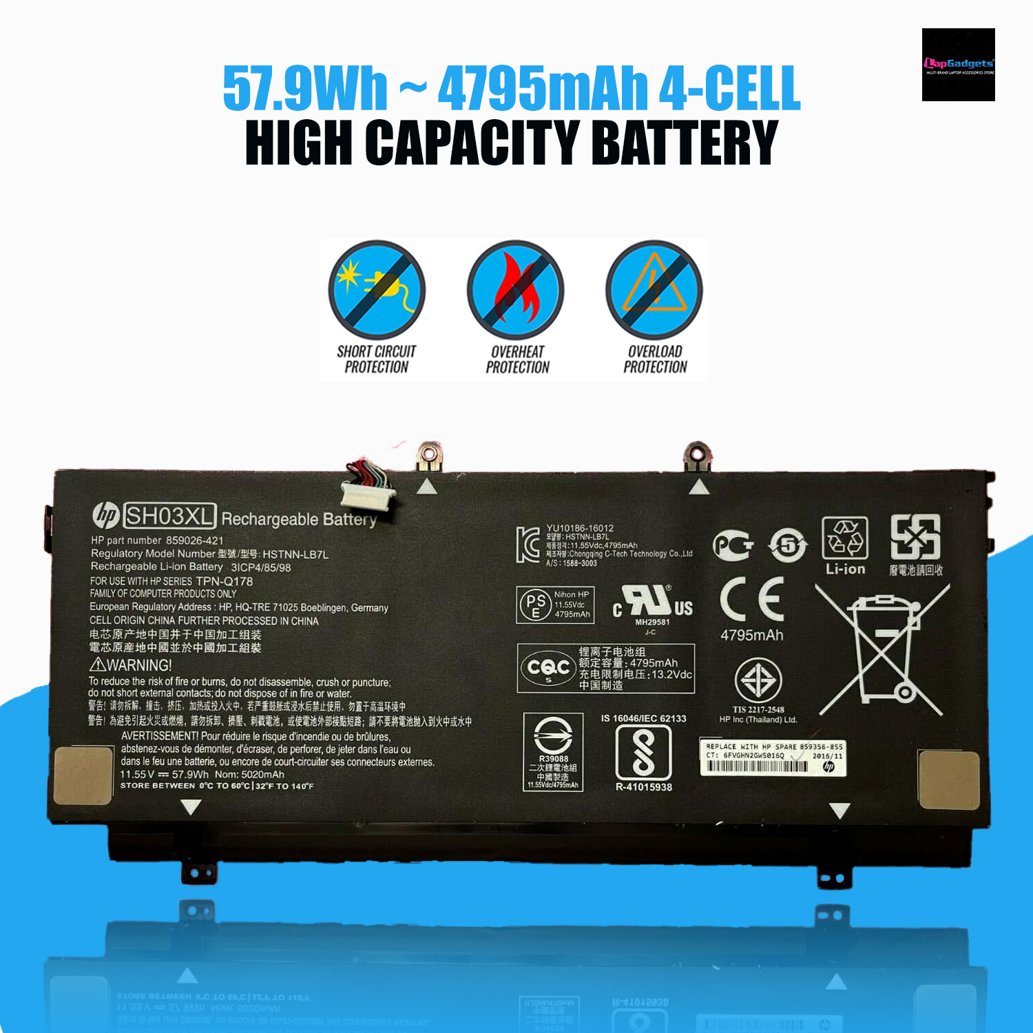 HP SH03XL Battery for Spectre X360