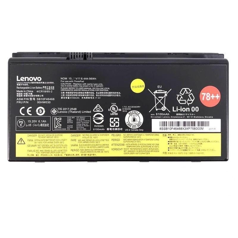 00hw030 Laptop Battery For Lenovo Thinkpad P70 P71 P72 Series Notebook Sb10f46468 78++ 78+ 01av451 Black 15v 96wh