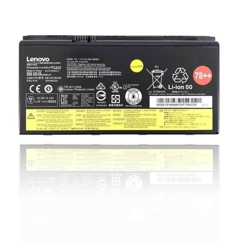 00HW030 Laptop Battery Replacement for Lenovo ThinkPad P70 P71 Series Notebook 78++ SB10F46468 01AV451 4X50K14092 Black 15V 96Wh 6400mAh 8-Cell
