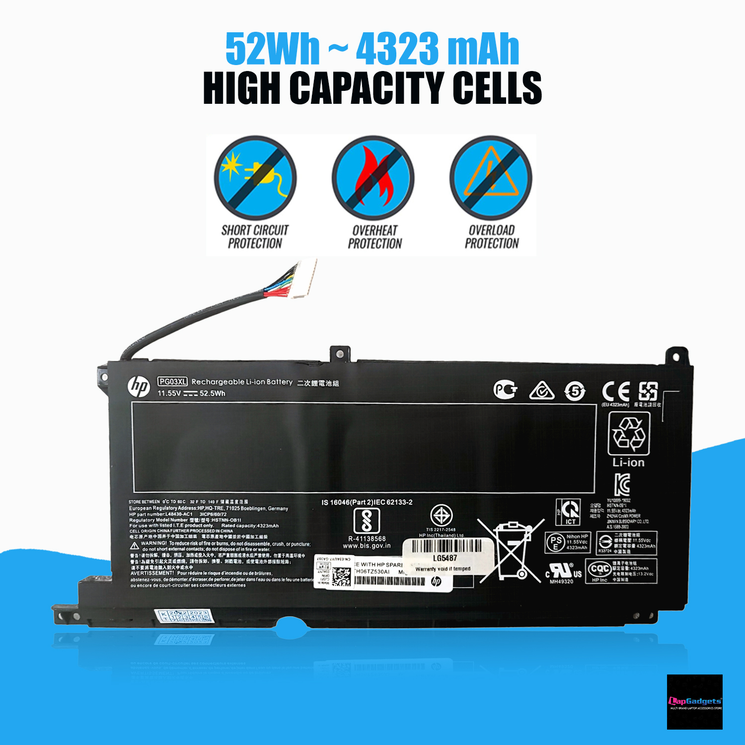 HP PG03XL OEM Battery for HP 15-DK Series HSTNN-DB9G, HSTNN-OB1L