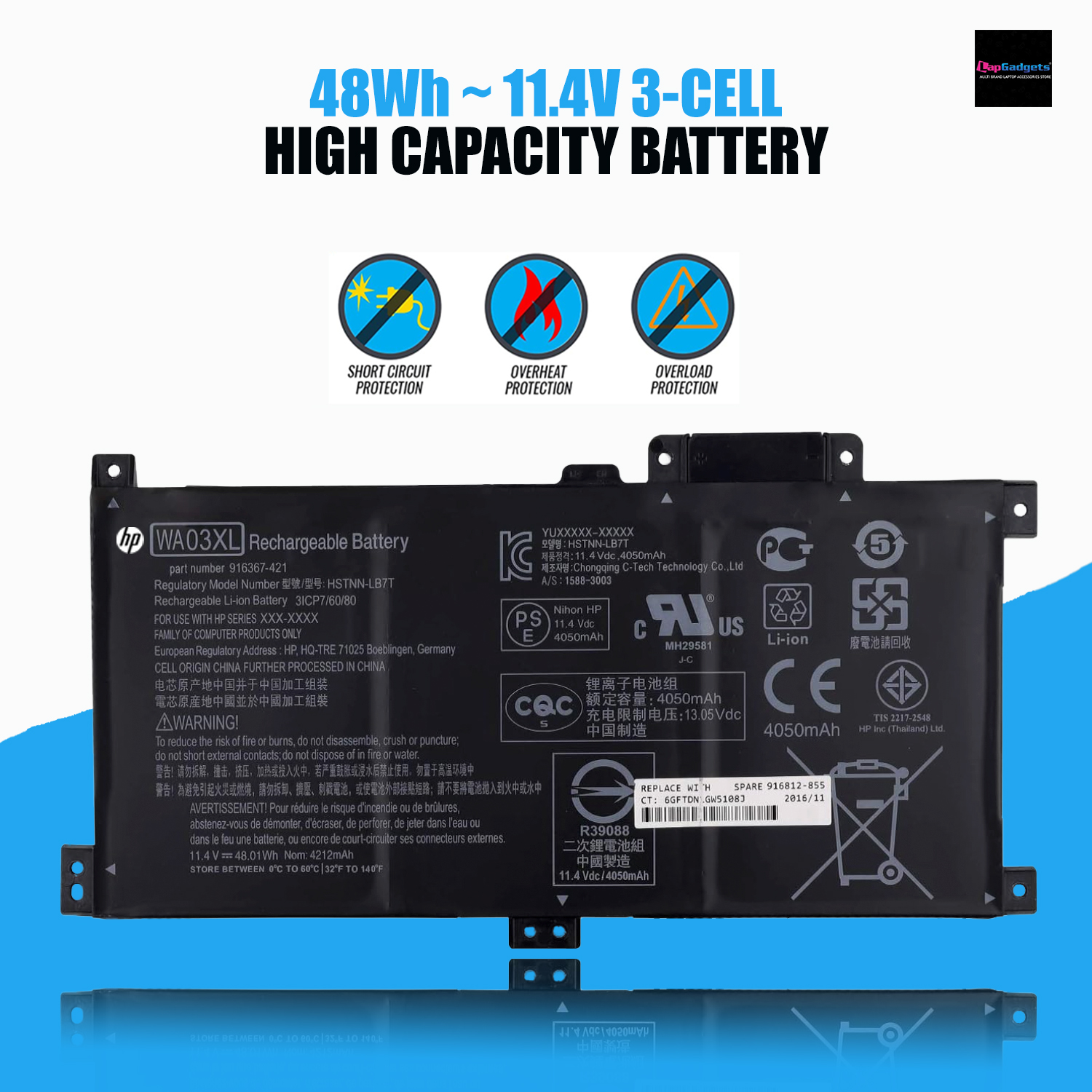 HP WA03XL Battery