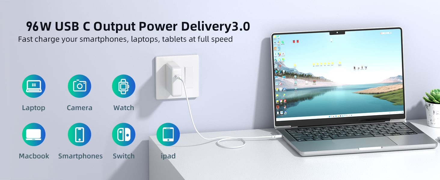 MacBook Pro Charger - 70W USB-C Power Adapter Compact and Foldable Fast  Charger for MacBook Pro, MacBook Air, Samsung Galaxy, iPad Pro, and All USB  C