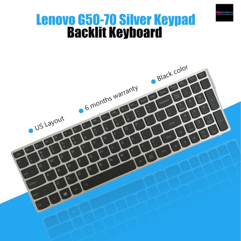 Backlit Silver Keyboard for Lenovo G50-70, G50-30, G50-45, G50-75, G50-80, G70-70, G70-80, Z50-70, Z50-75, Ideapad E50-70, and 500-15ISK (