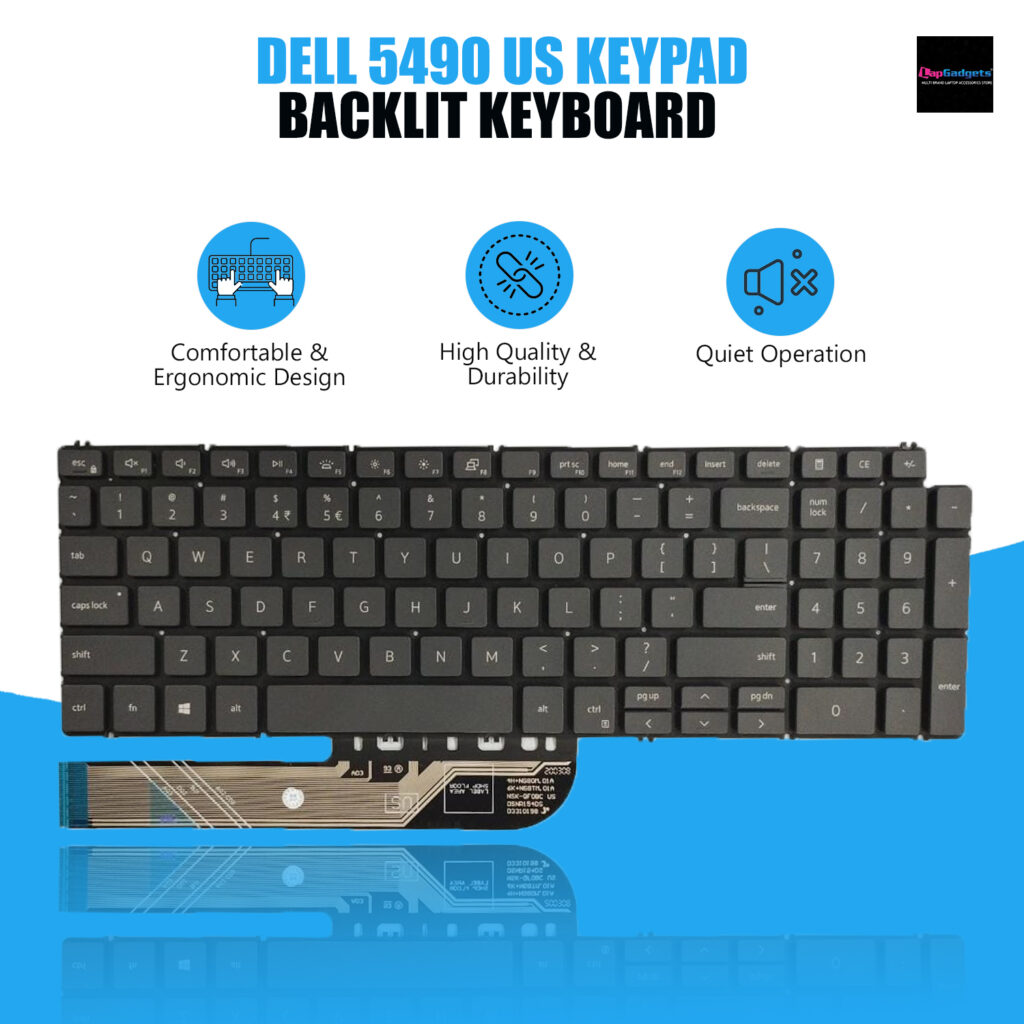 "Backlit Keyboard with Half Pin Design for Dell 5490 15-Inch Laptop"