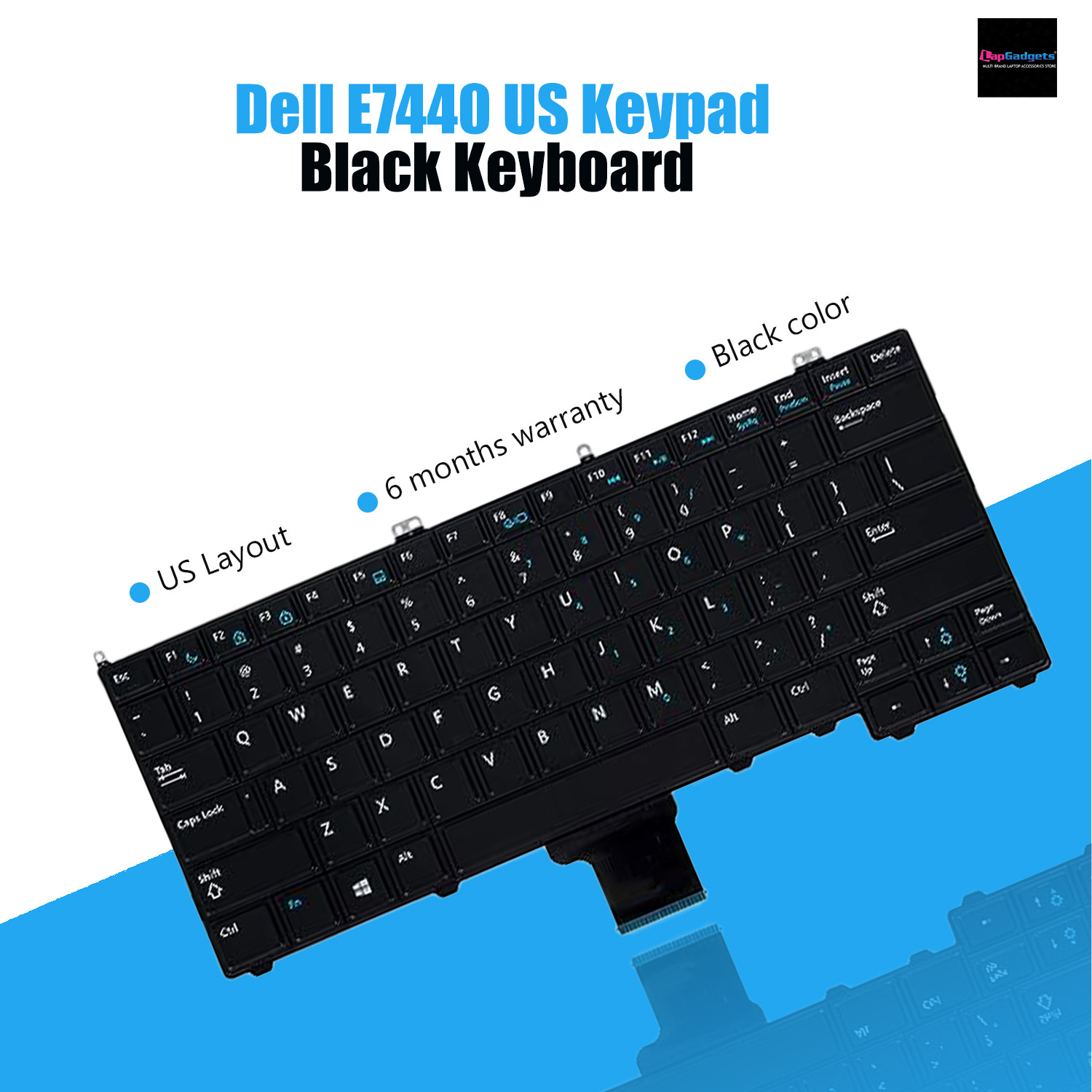 E7440 14 inch Black Normal Keyboard Laptop Keyboard for DELL Latitude E7440 E7420 E7240 US (Without TRACKBALL & Without Backlit). US Version