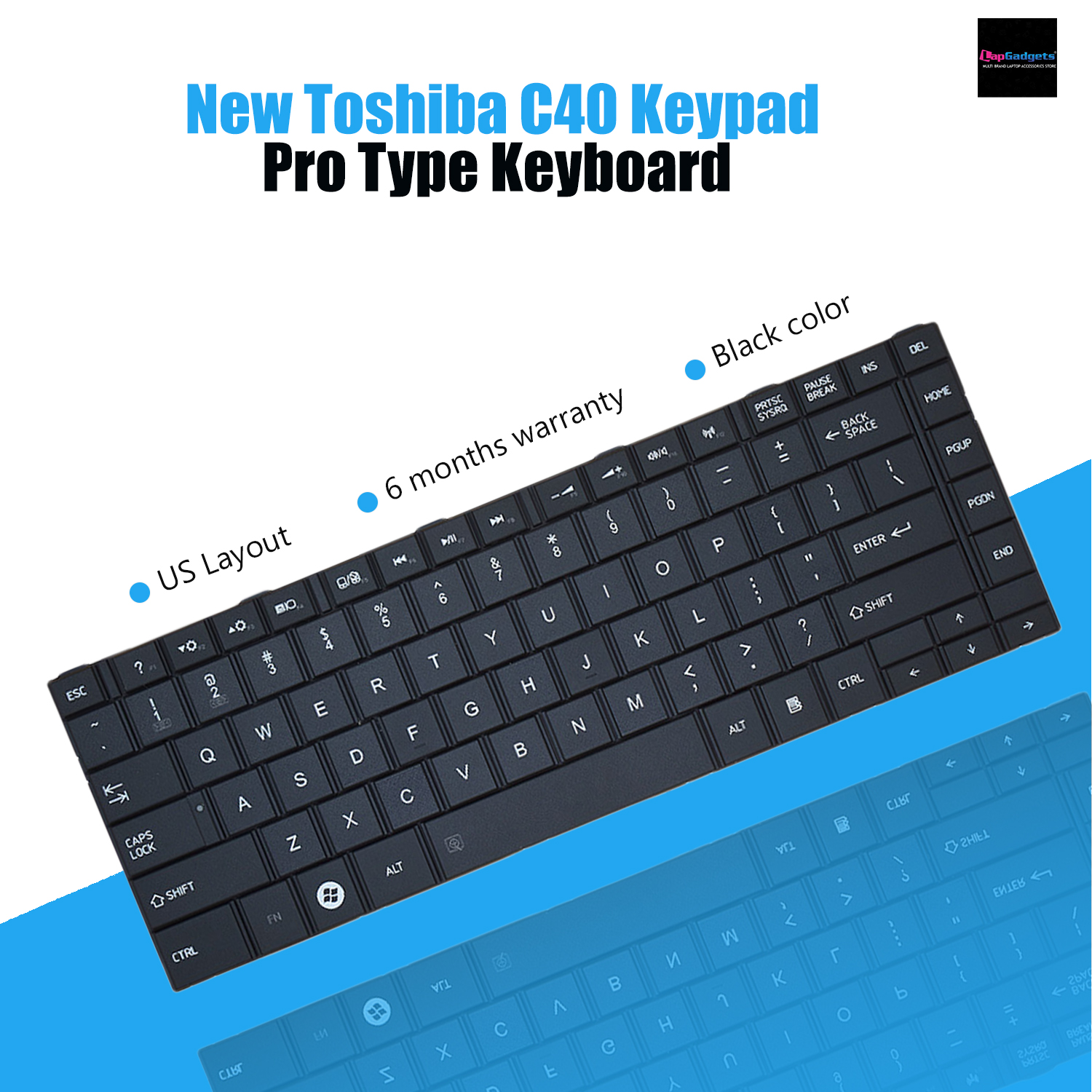 Best US Layout Keyboard for Toshiba C40 14-inch Models: C40-A, C40 L40D-A, C40D, C45, C45T, L40, U40T-A