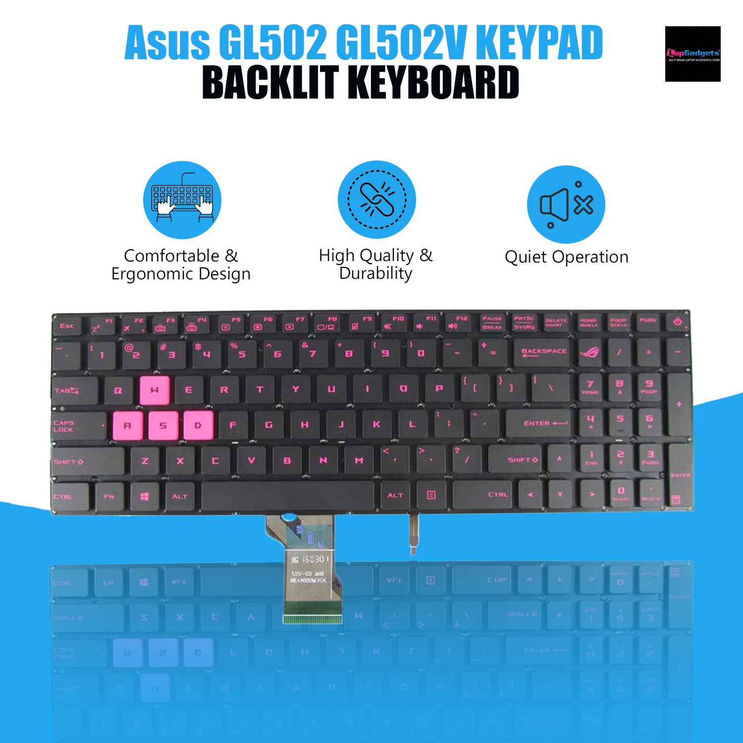 Asus 15-Inch Laptop Keyboards GL502, GL502V, GL502VM, GL502VT, GL502VY with Backlit Feature