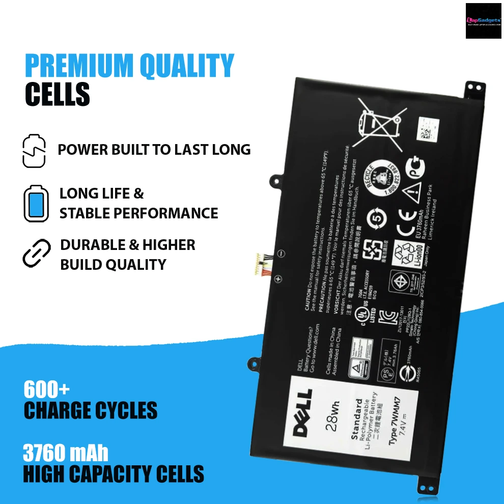 Dell 7wmm7 Original Laptop Battery For Cfc6c Cp305193l1 D1r74 Rty89 Dl011301-plp22g01( 3760mAh) 4 Dell 7wmm7 Original Laptop Battery