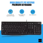 Logitech K120 Wired Keyboard for Windows, USB Plug-and-Play, Full-Size, Spill-Resistant, Curved Space Bar, Compatible with PC, Laptop