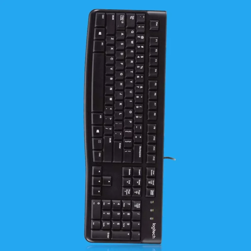 Logitech K120 Wired Keyboard for Windows, USB Plug-and-Play, Full-Size, Spill-Resistant, Curved Space Bar, Compatible with PC, Laptop